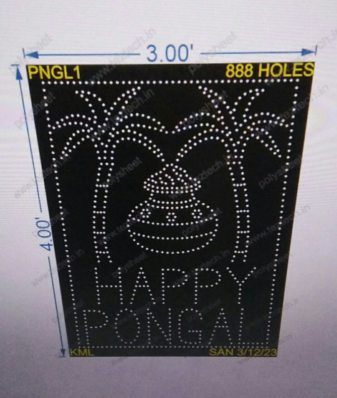PNGL1 HAPPY PONGAL 4X3FEET 888HOLES