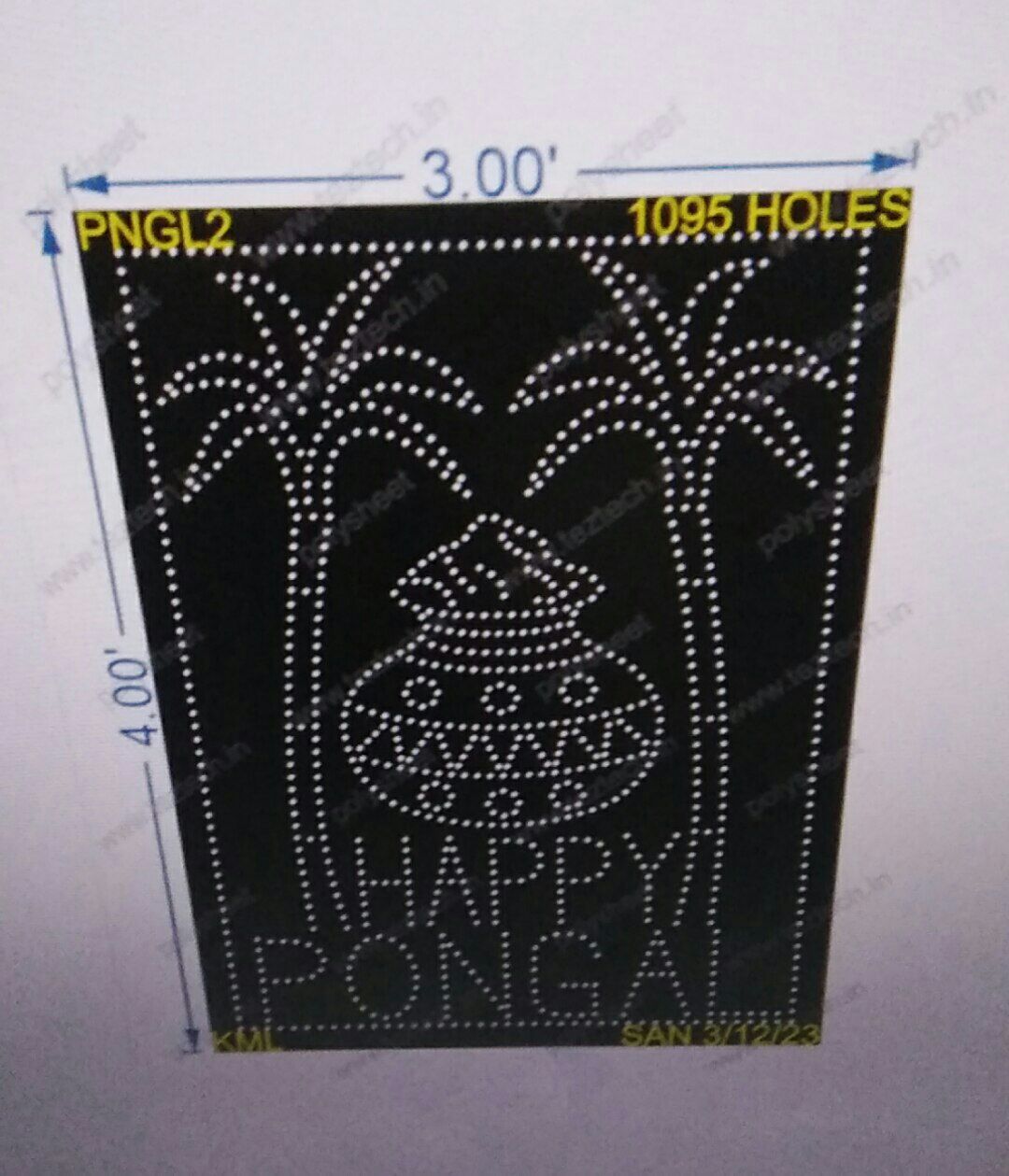 PNGL2 HAPPY PONGAL 4X3FEET 1095HOLES