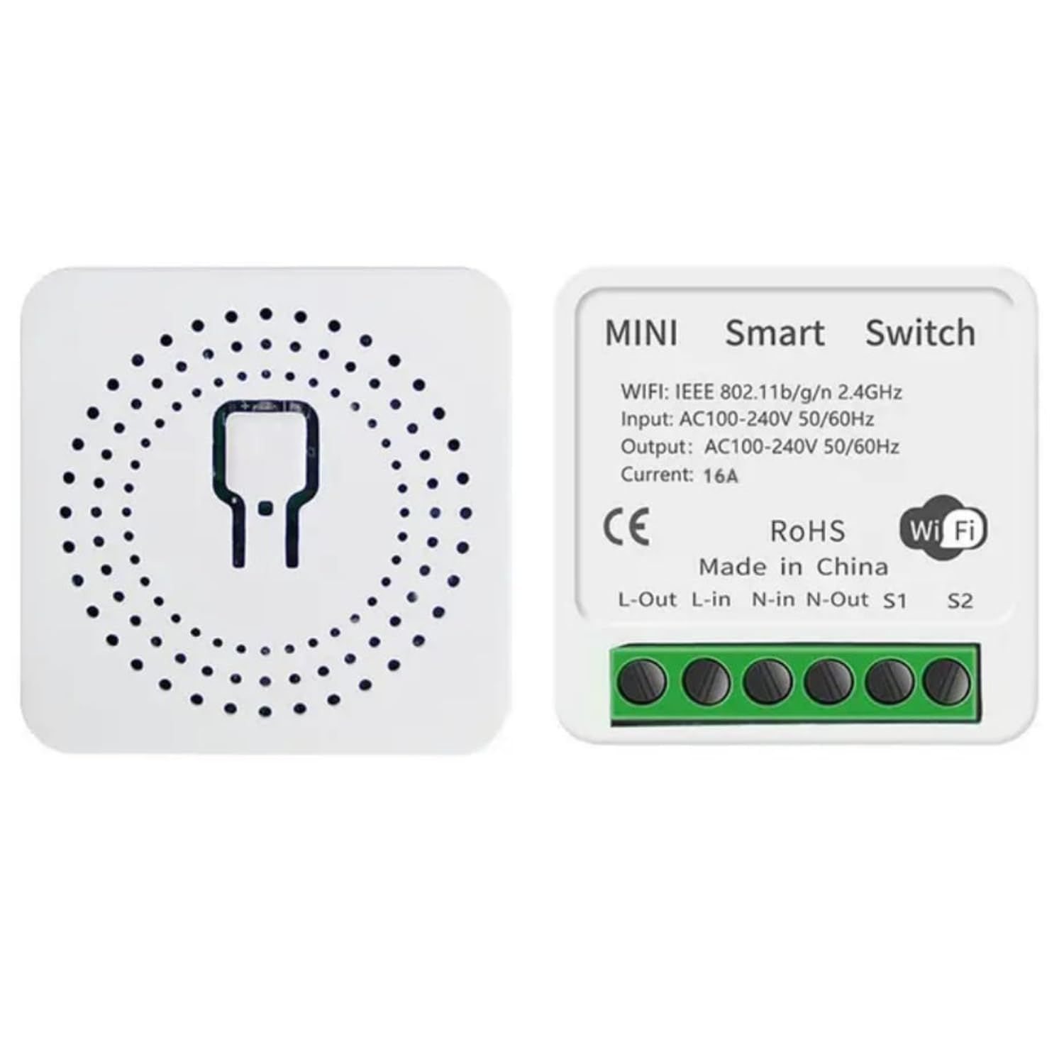 (WFS1) 16A WiFi Smart Switch, 1 Gang Wireless Relay Module, Compatible with Alexa, Google Home &amp; Smart Life App