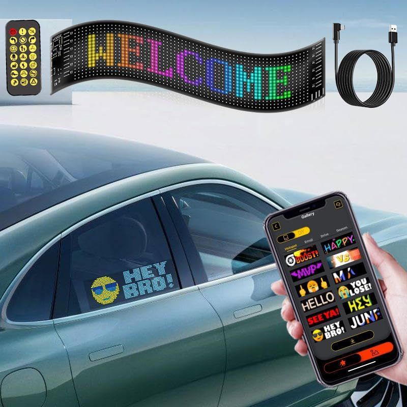 Bluetooth LED Matrix Pixel Panel | DIY Programmable Flexible Display for Cars, Shops, Hotels &amp; Bars | Night Light Sign Board with App Control