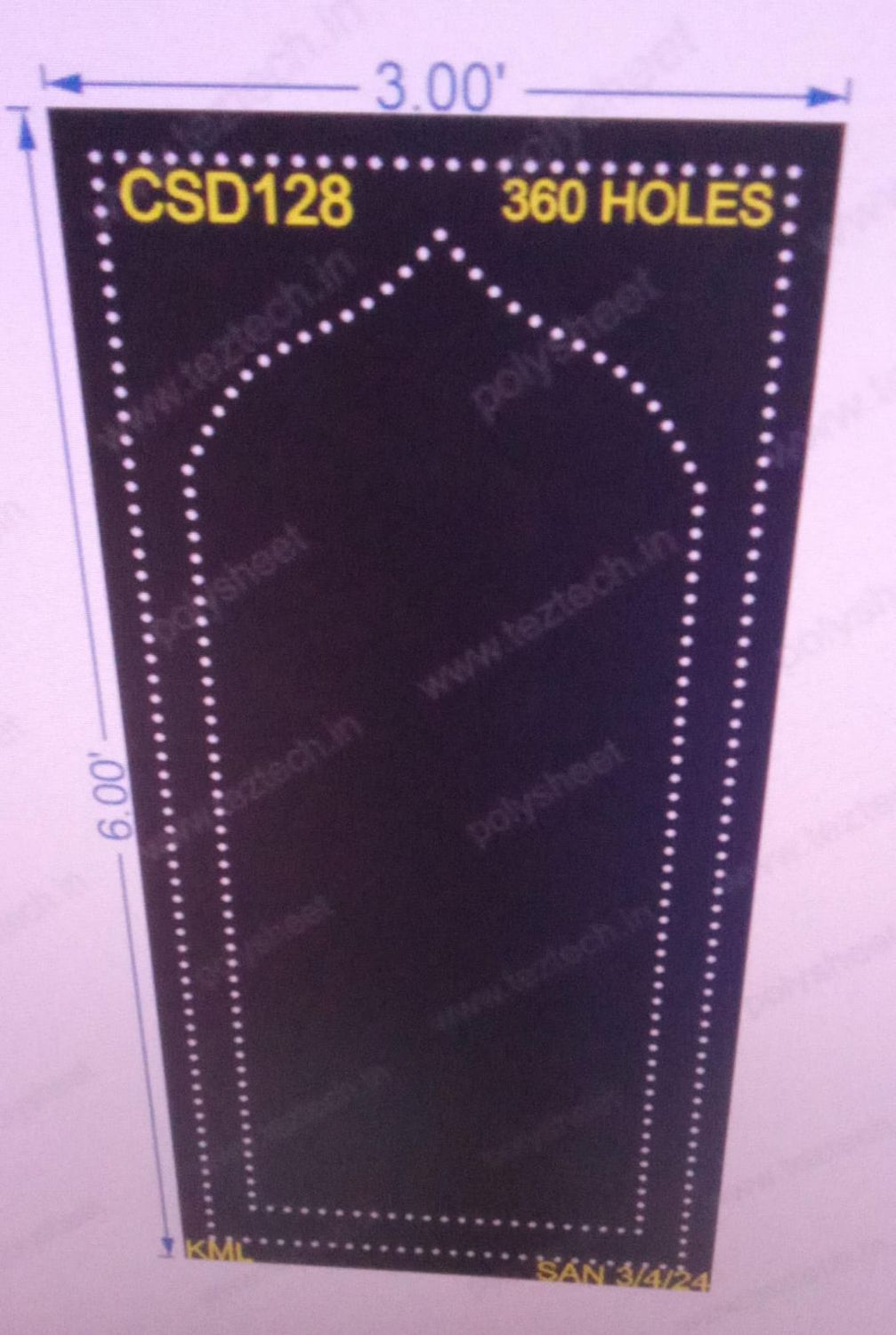 CSD128 CUSTOME GATE 6X3 FEET 360 HOLES