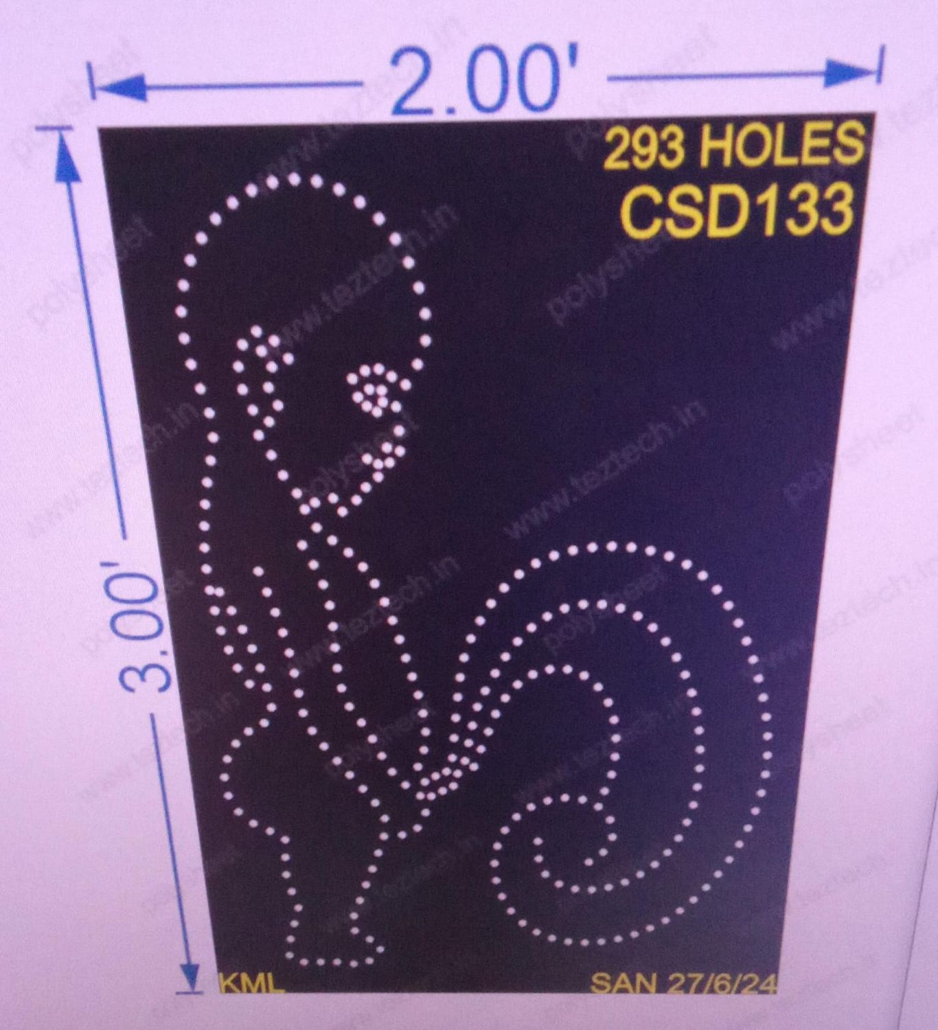 CSD133 NAME BOARD 3X2 FEET 293 HOLES