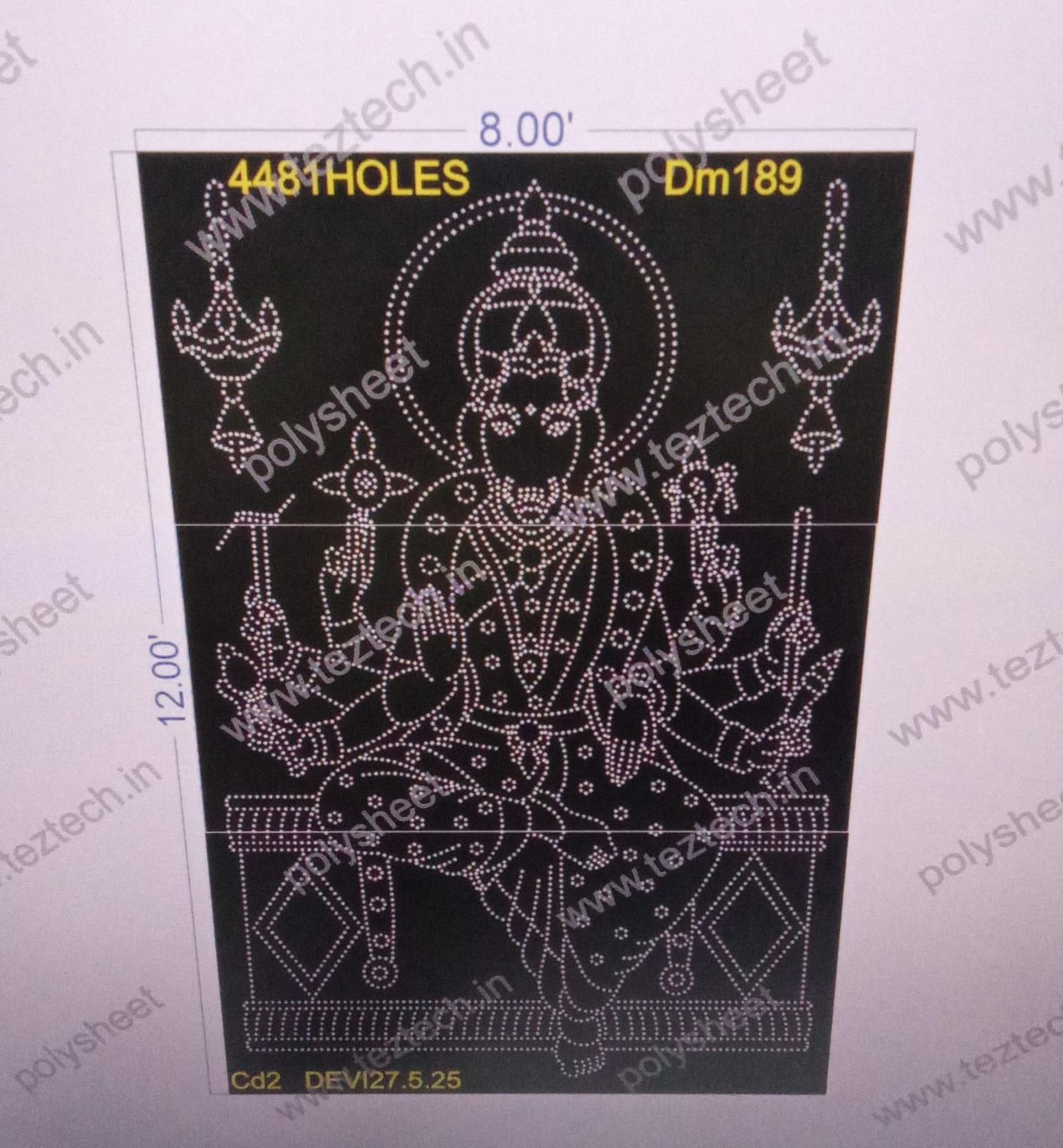 DM189 Varahi Amman (3 PARTS) 12X8 FEET 4481 HOLES
