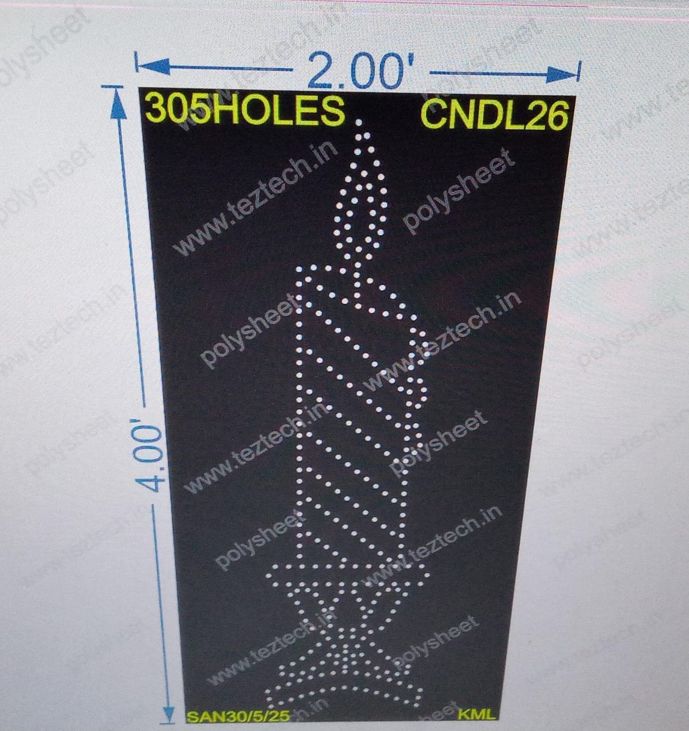 CNDL26 CANDEL 1 PART 4X2 FEET 305 HOLES