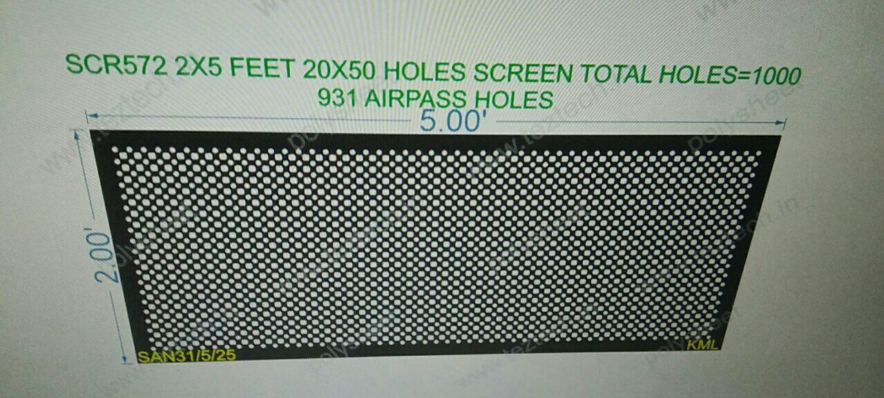 SCR572 2X5 FEET 20X50 HOLES SCREEN TOTAL HOLES=1000 WITH AIRPASS HOLES 931