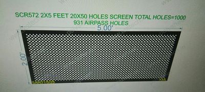 SCR572 2X5 FEET 20X50 HOLES SCREEN TOTAL HOLES=1000 WITH AIRPASS HOLES 931