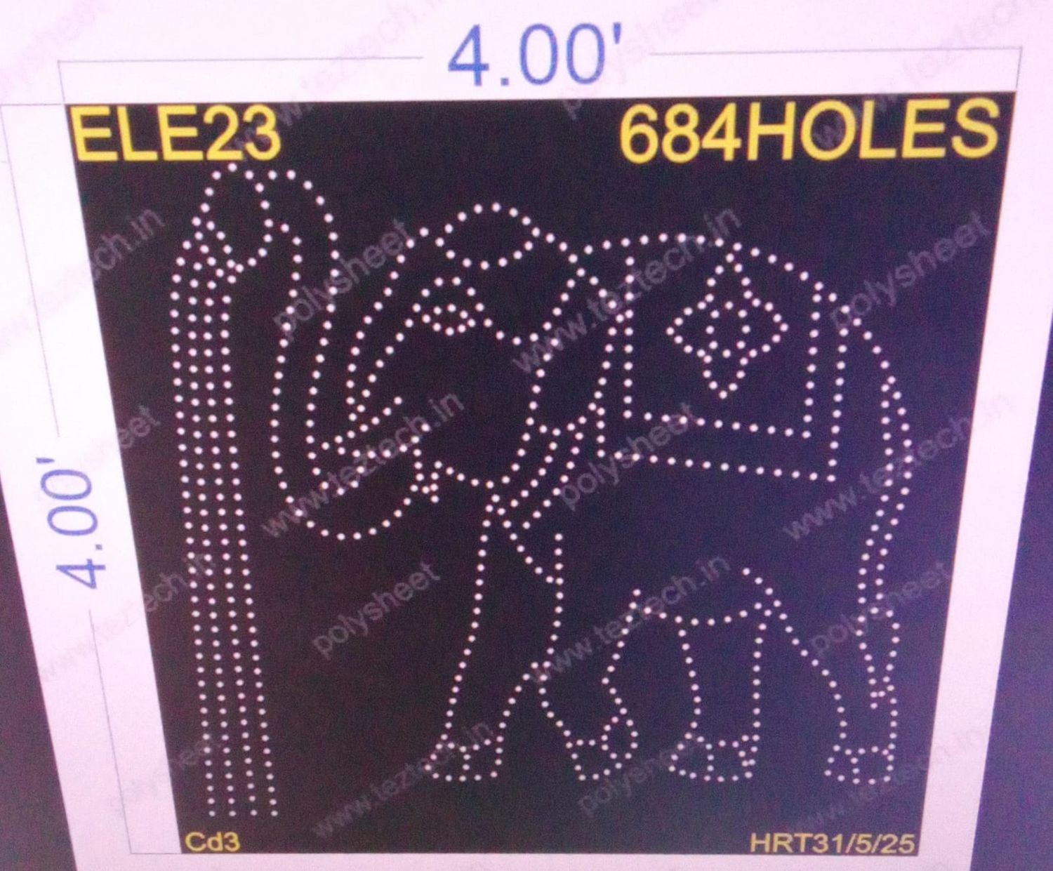 ELE23  ELEPHENT 4X4 FEET 684 HOLES
