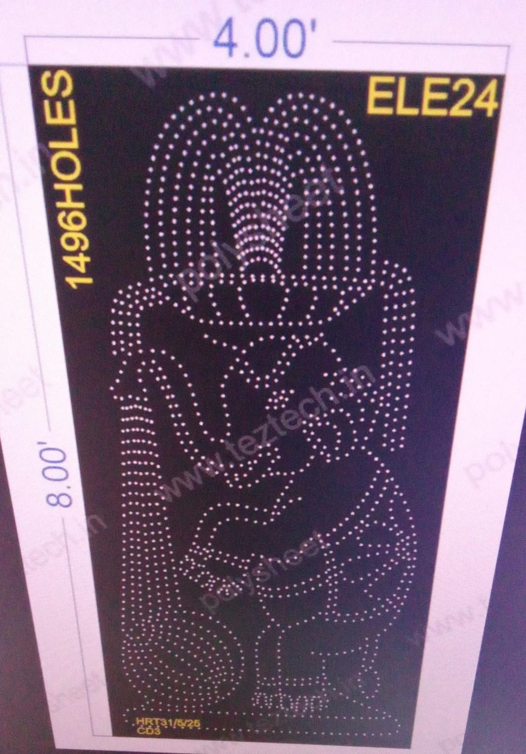ELE24  ELEPHENT 4X8 FEET 1496  HOLES