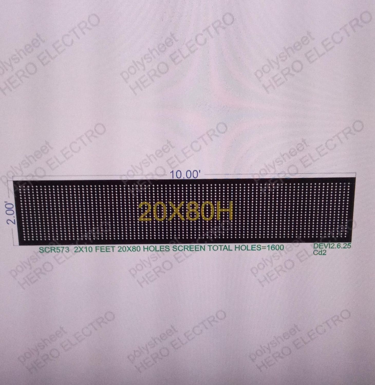 SCR573	2X10 FEET 20X80 HOLES SCREEN TOTAL HOLES=1600