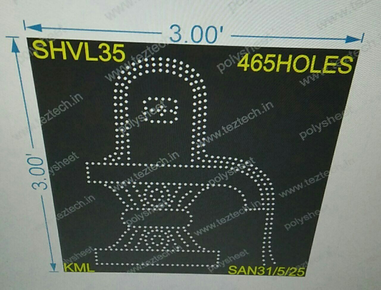 SHVL35 SHIVLING  1 PART 3X3 FEET 465 HOLES