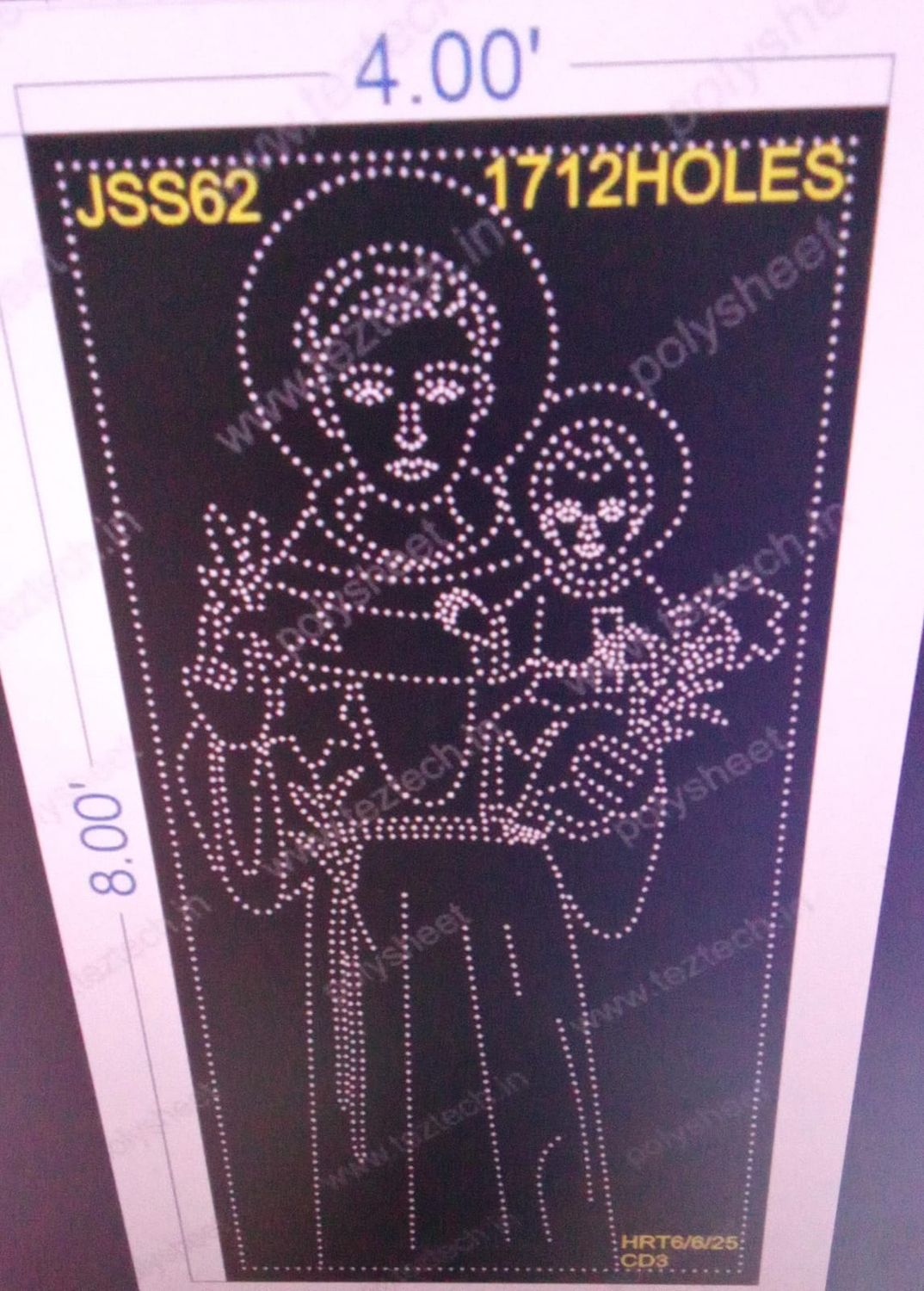 JSS62  JESUS 1 PART 8X4 FEET 1712  HOLES