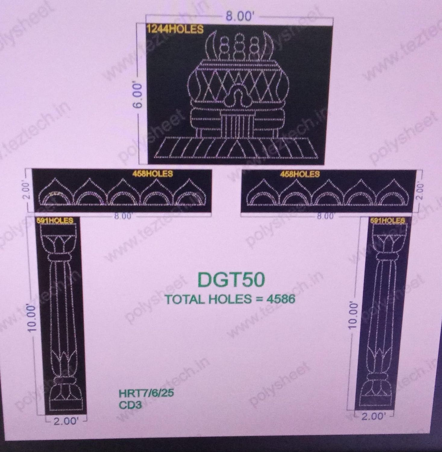 DGT50  DESIGNER GATE  18X20  FEET 4586  HOLES  ( 6 PARTS )