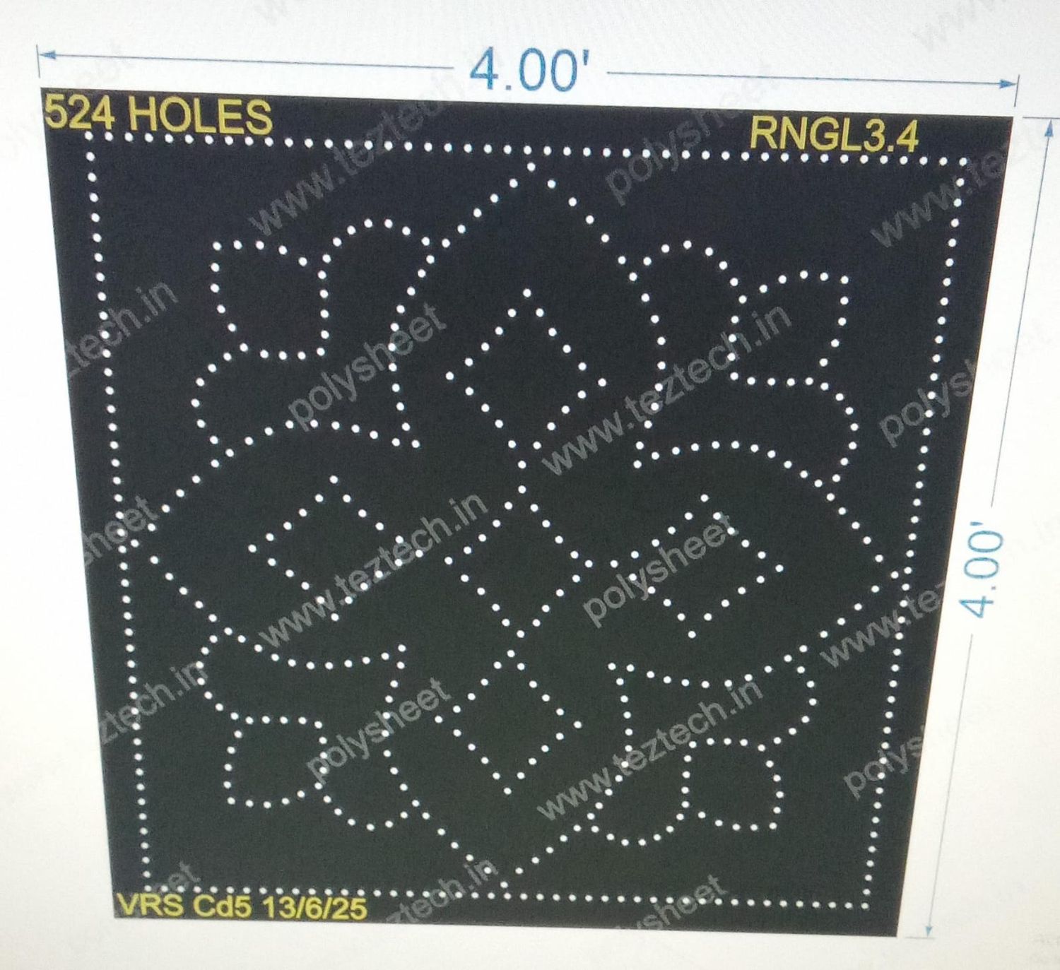 RNGL3.4 RANGOLI 1 PART 4X4 FEET 524 HOLES