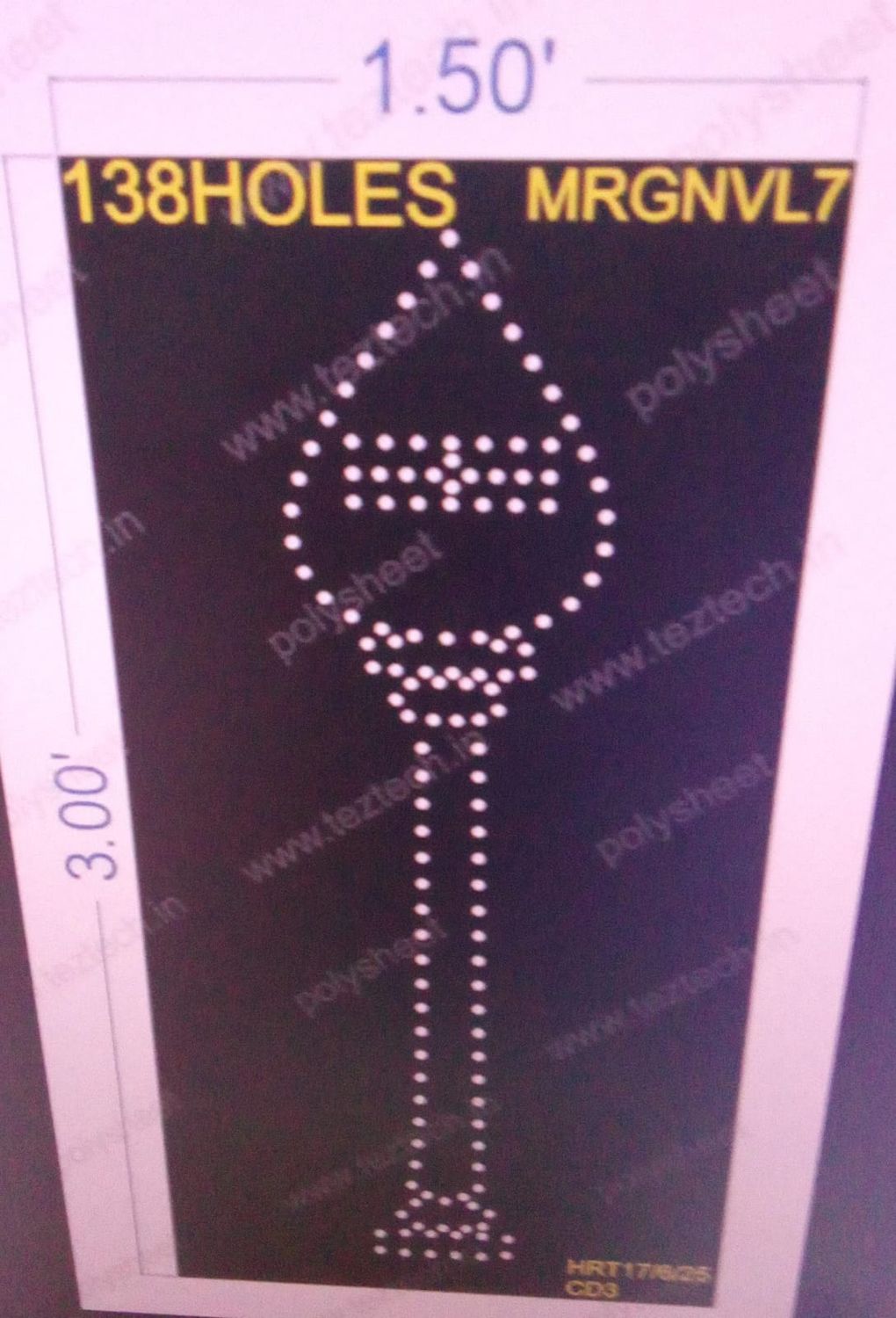 MRGNVL7  MURUGAN VEL 3X1.5  FEET 138 HOLES