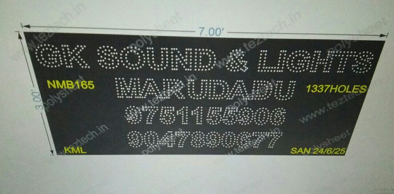 NMB165 NAME BOARD 1 PART 3X7 FEET 1337 HOLES