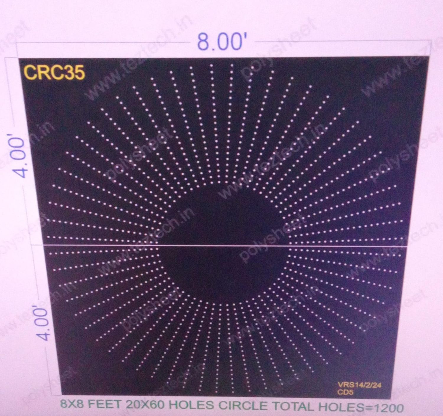 CRC35 8X8 FEET 20X60 HOLES (2 PART)  CIRCLE TOTAL HOLES=1200