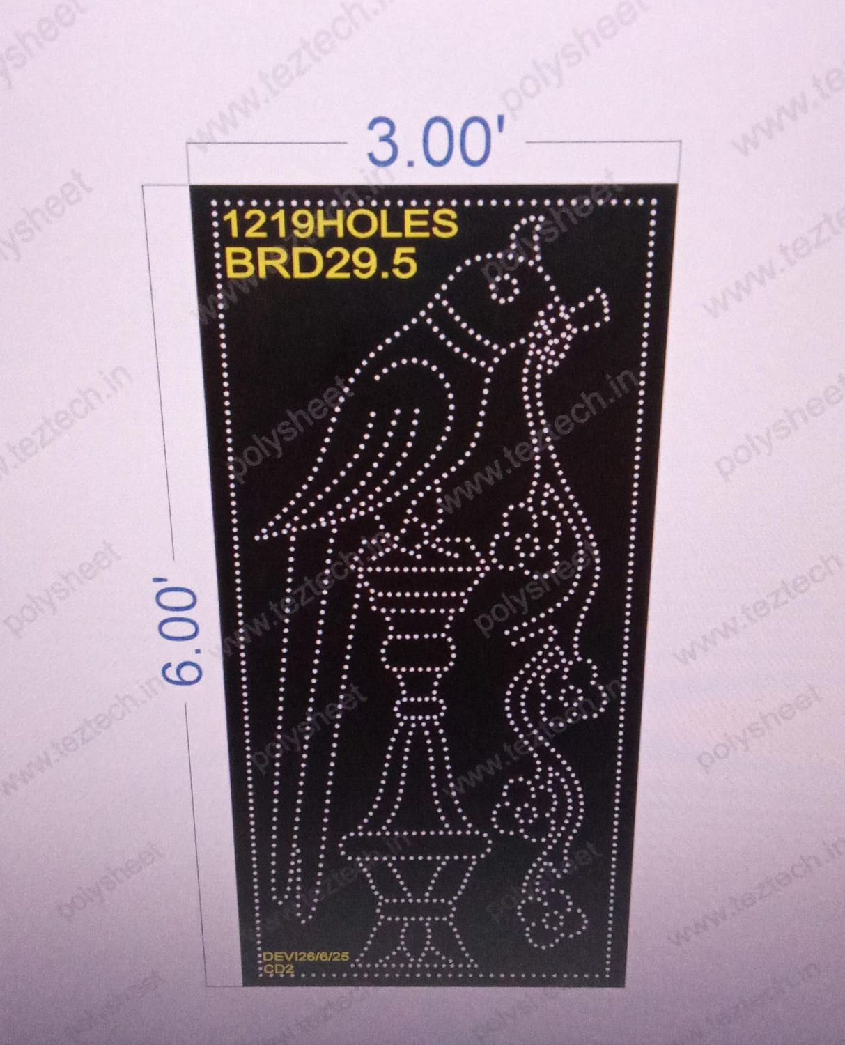 BRD29.5 BIRD 1 PART 6X3 FEET 1219 HOLES