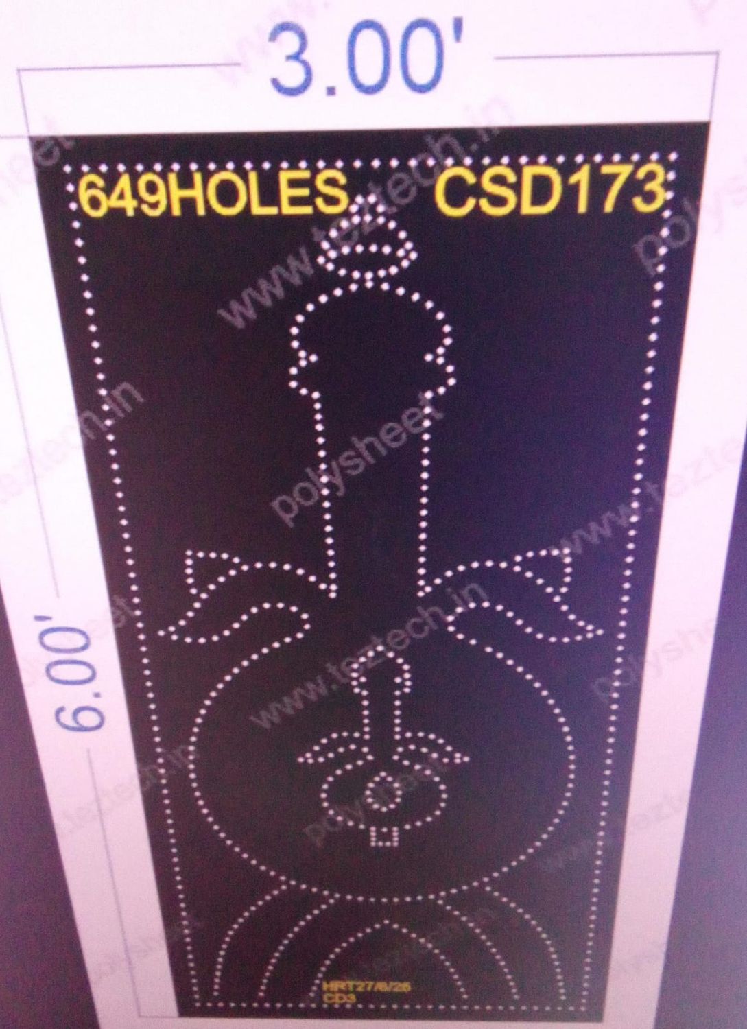 CSD173  CUSTOM DESIGN  6X3  FEET 649  HOLES