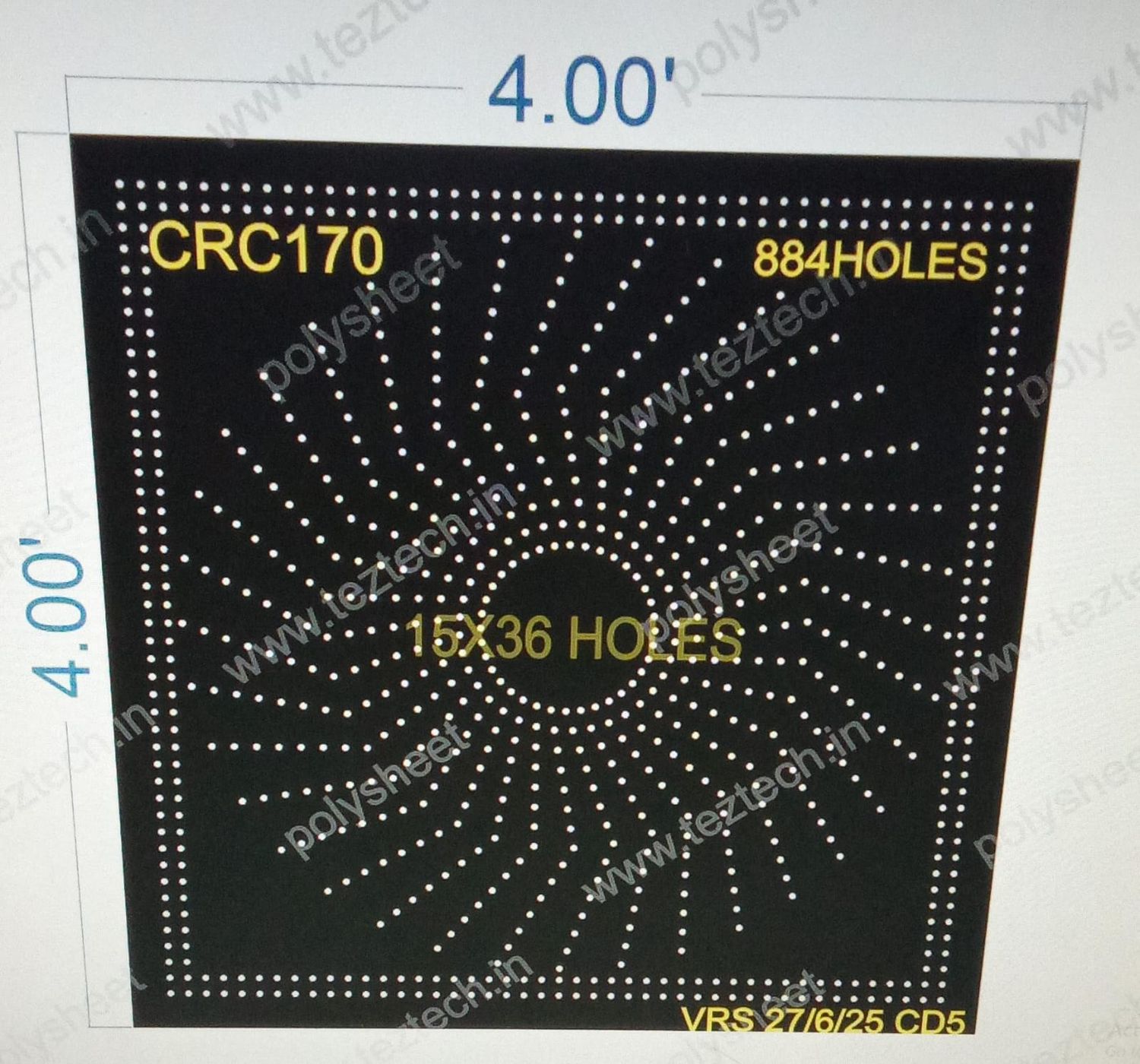 CRC170 4X4 FEET 15X36 HOLES CIRCLE TOTAL HOLES=884
