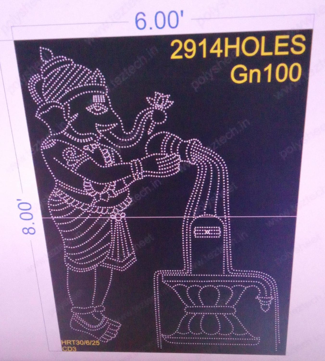 GN100 GANESHJI (2 PARTS)  8X6  FEET 2914  HOLES