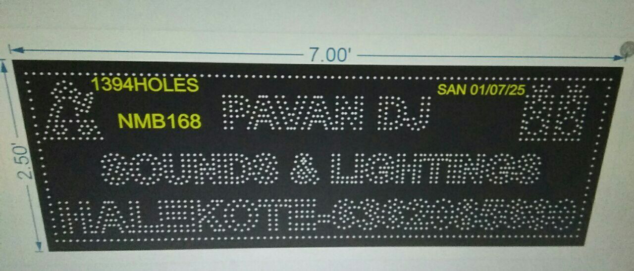 NMB168  name board 1 PART 2.5X7 FEET 1394  HOLES