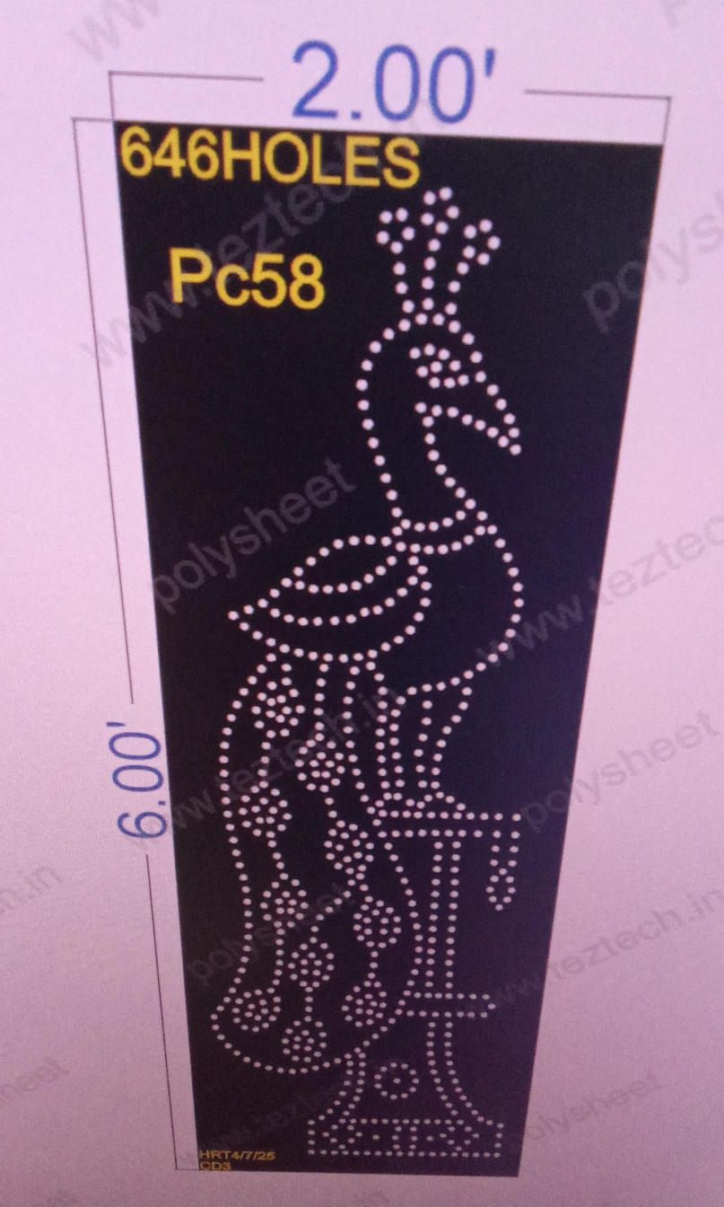 PC58  PEACOCK 1 PART 6X2 FEET 646  HOLES