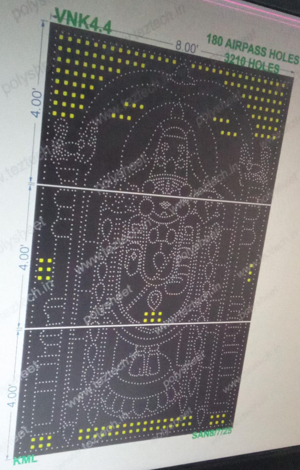 VNK4.4 VENKATESWARA  12X8 FEET 3210 HOLES WITH AIRPASS HOLES 180