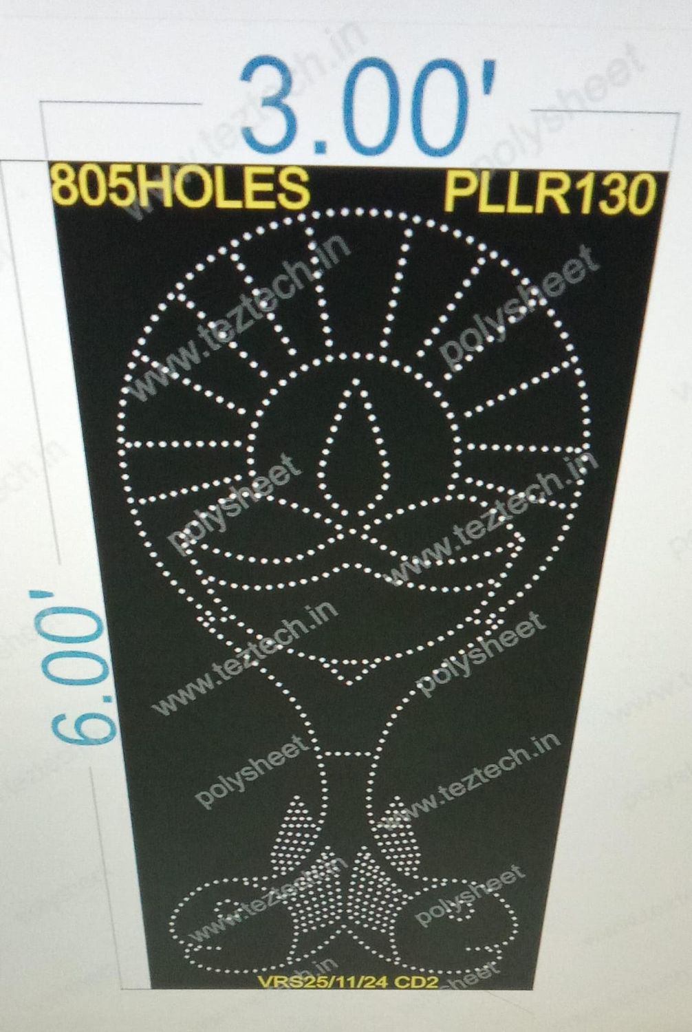PLLR130 PILLER 1 PART 6X3 FEET 805 HOLES