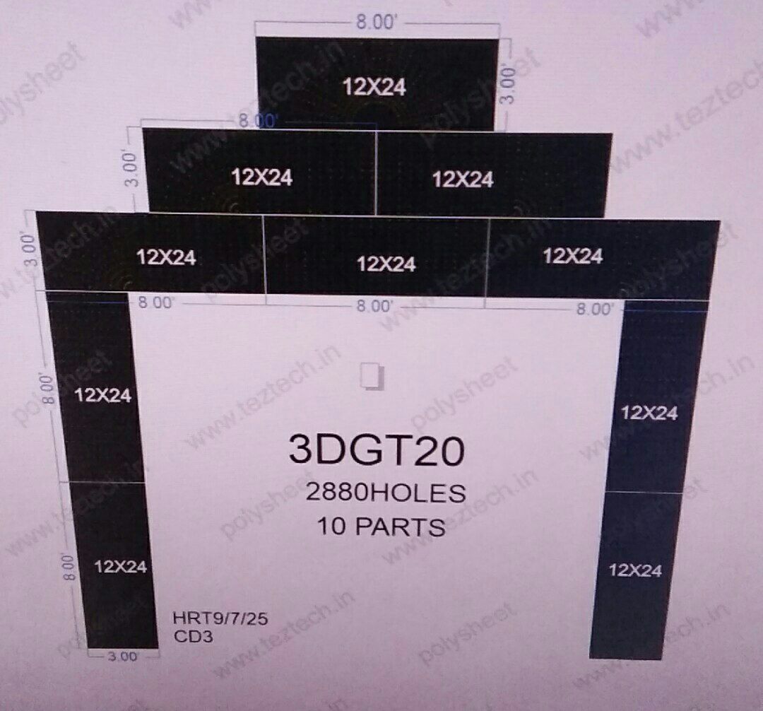 3DGT20 GATE  25X24 FEET 2880  HOLES  (10 PARTS)