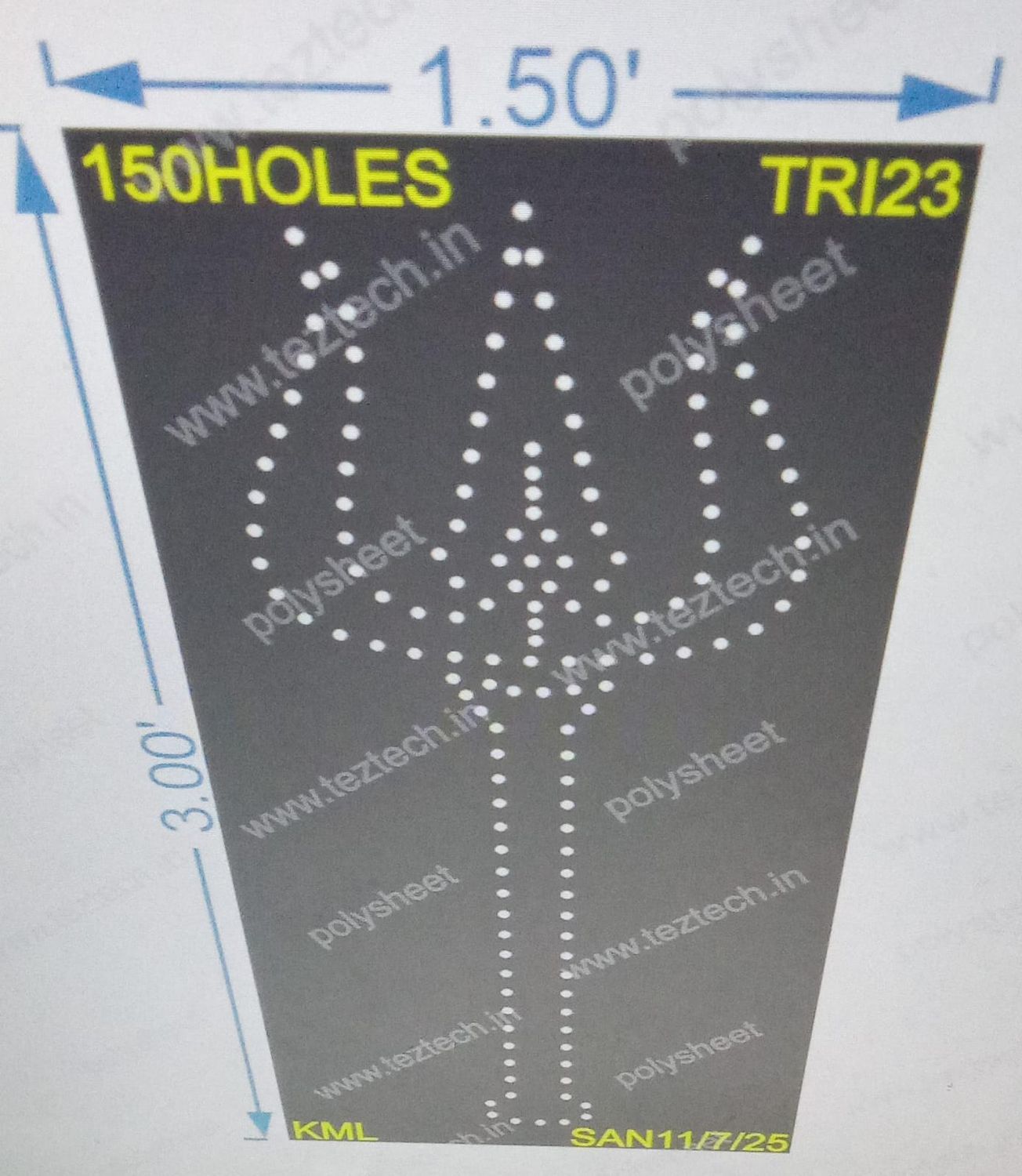 TRI23 TRISHUL 1 PART 3X1.5 FEET 150 HOLES