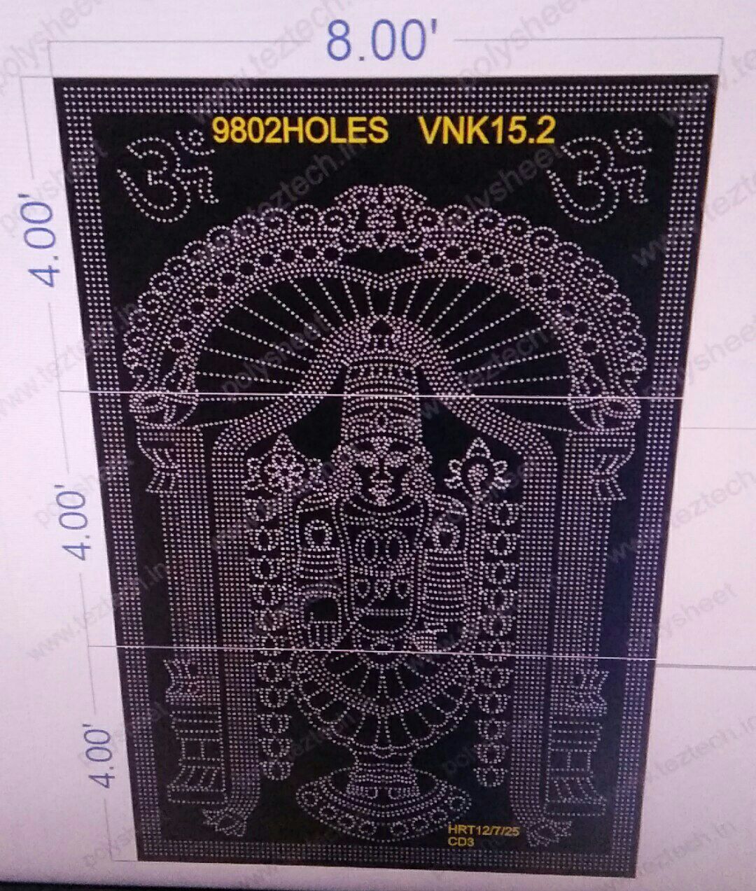 VNK15.2  VENKETSWARA 12X8  FEET 9802 HOLES (3 PARTS)