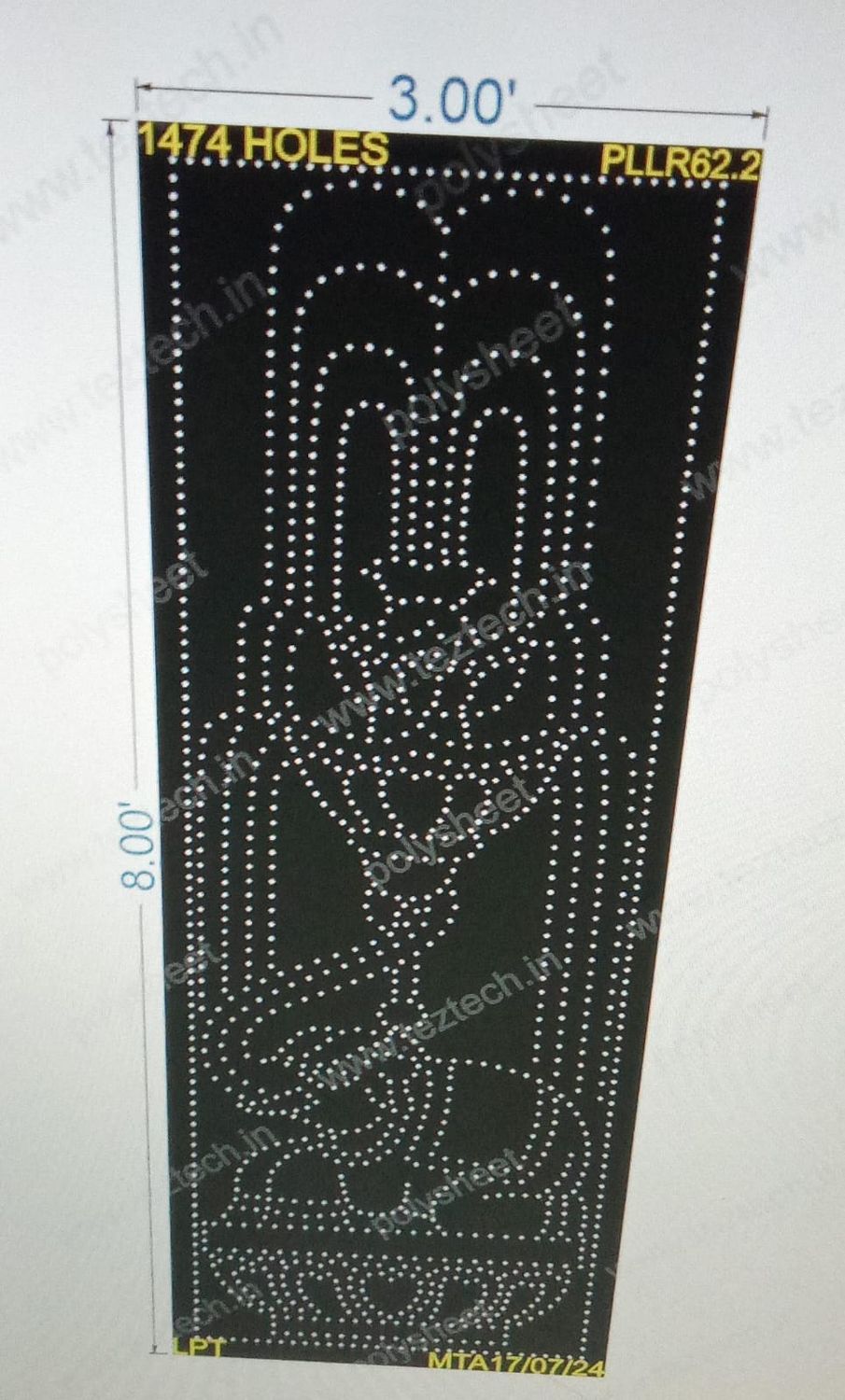 PLLR62.2 PILLER 8X3 FEET 1474 HOLES