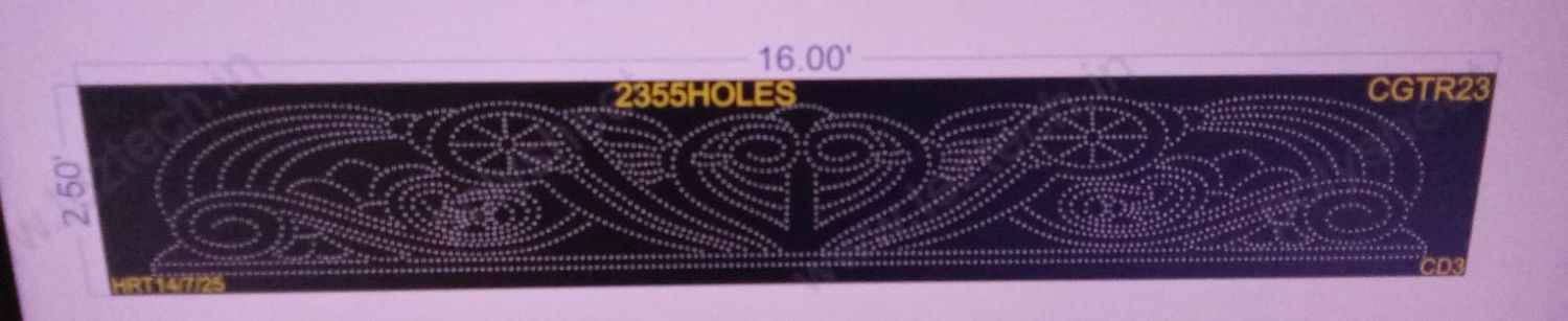 CGTR23 GATE ROW 1 PART 2.5 X16  FEET 2355 HOLES