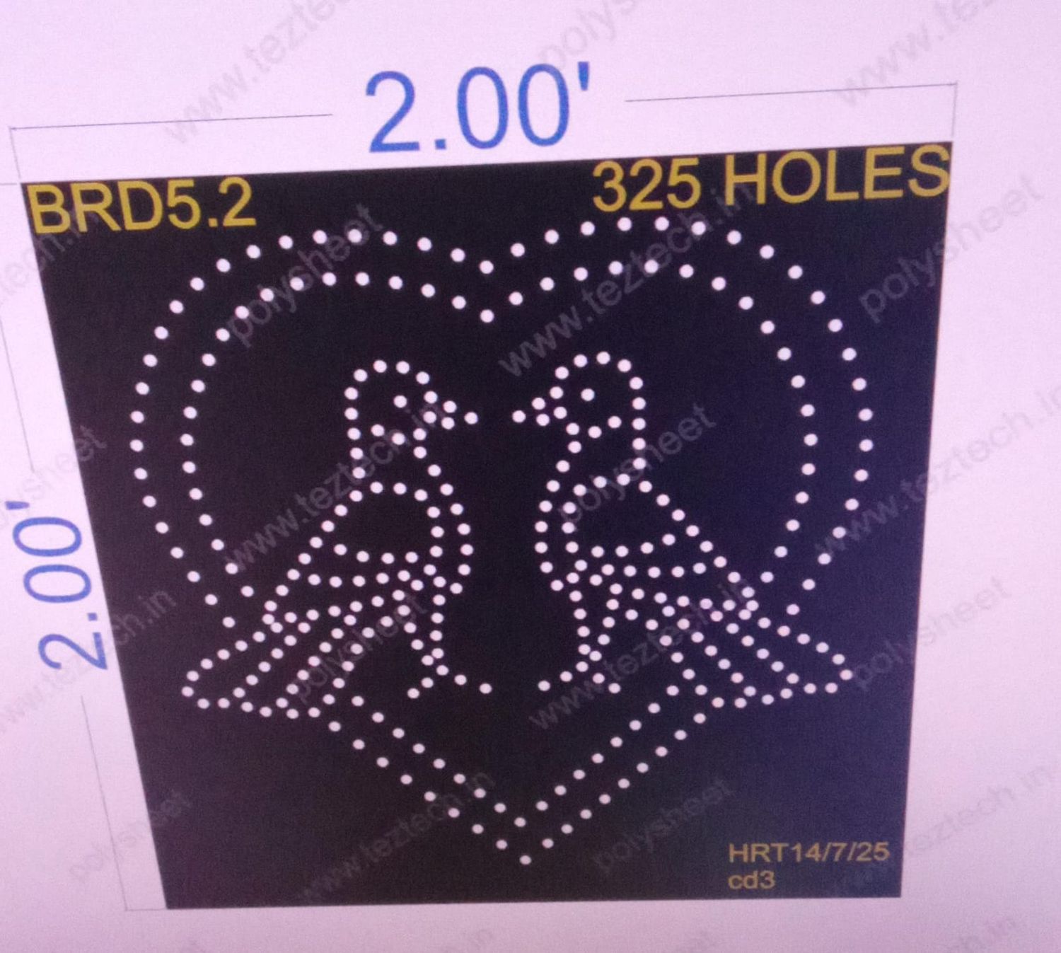 BRD5.2 BIRD 2X2 FEET325 HOLES