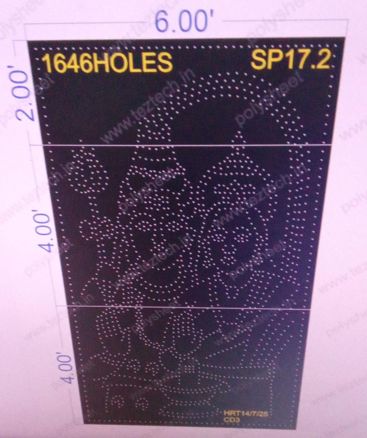 SP17.2  SHIV PARVTI 10X6 FEET 1646 HOLES (3PARTS)