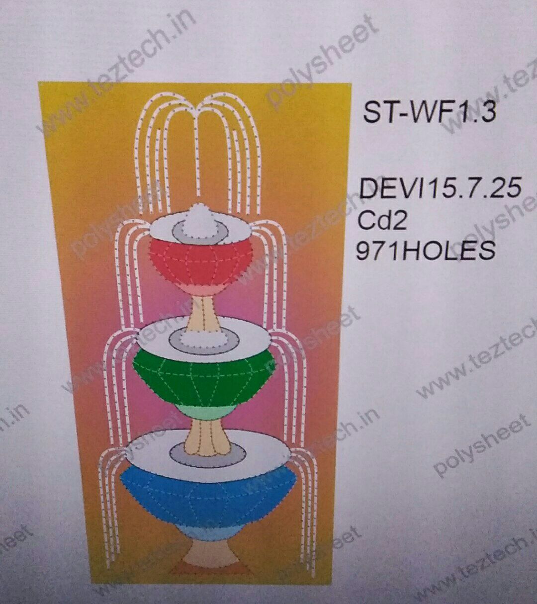 ST-WF1.3 STICKER water fontein 4X8 FEET 971 HOLES IN 1 PART