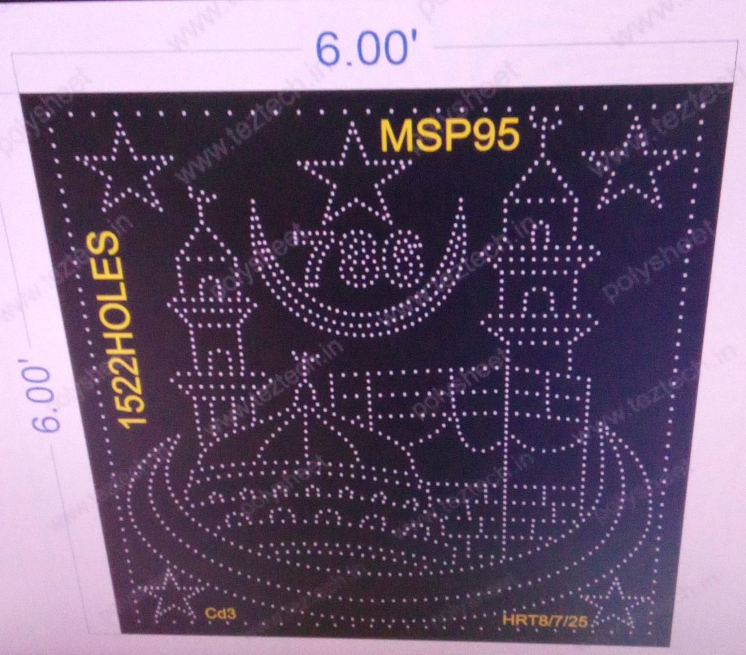 MSP95  MUSLIM PART 6X6  FEET 1522  HOLES (2PARTS)