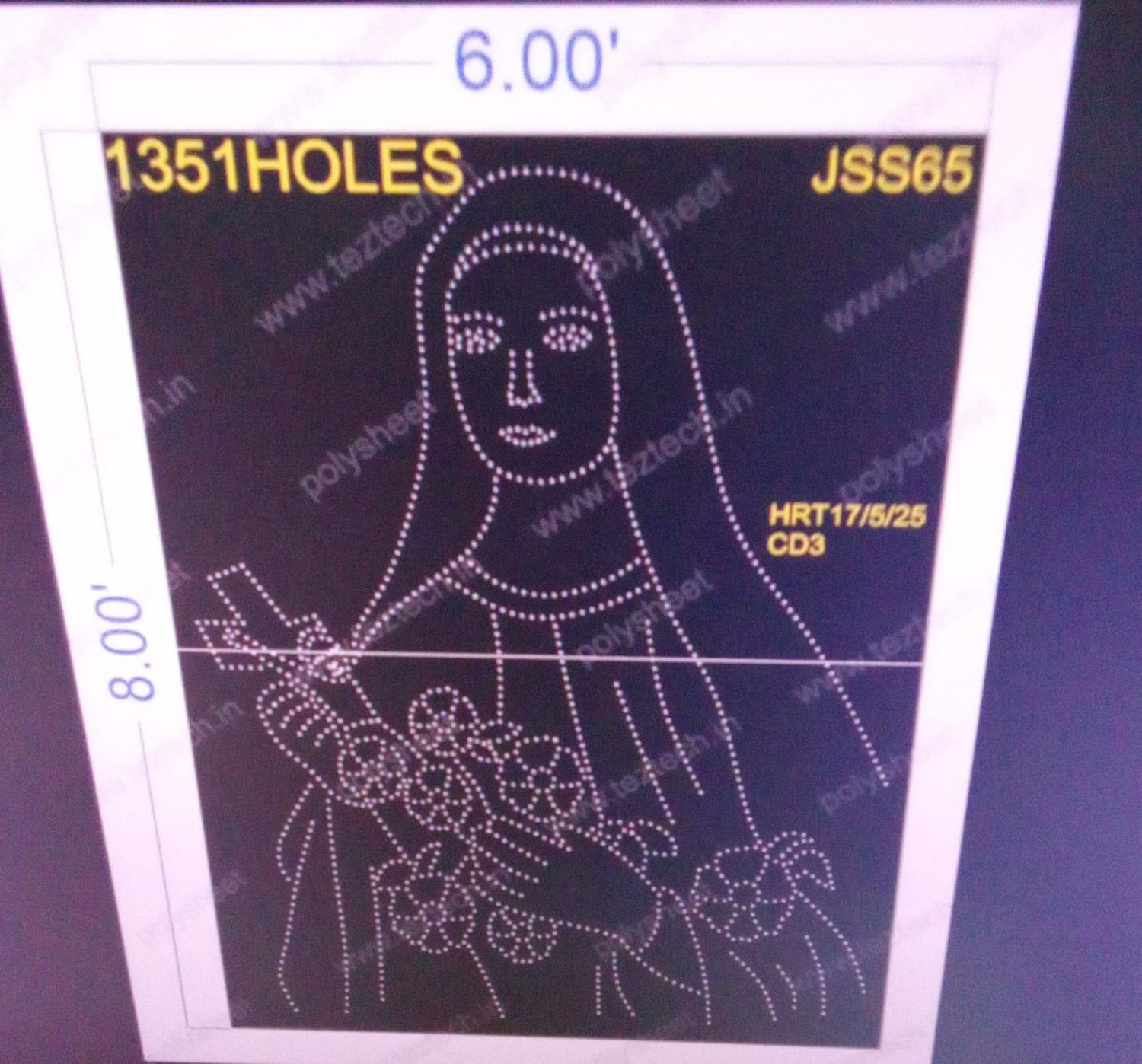 JSS65 JESUS  8X6  FEET 1351 HOLES (2PARTS)
