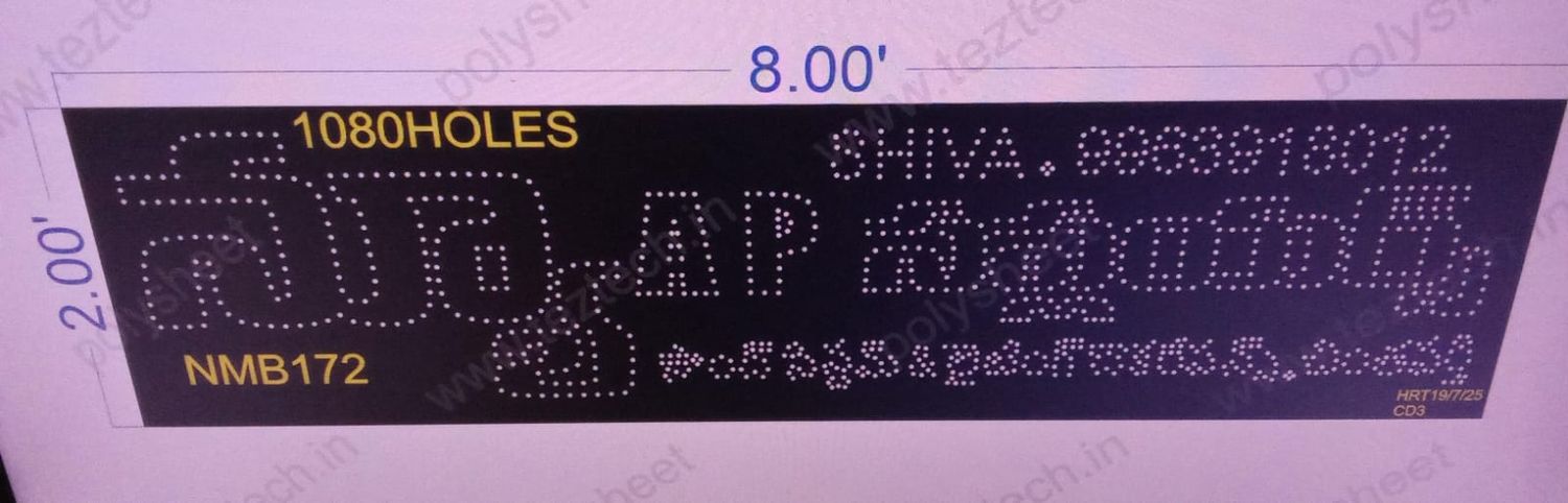 NMB172 NAME BOARD 1 PART 2X8  FEET 1080 HOLES