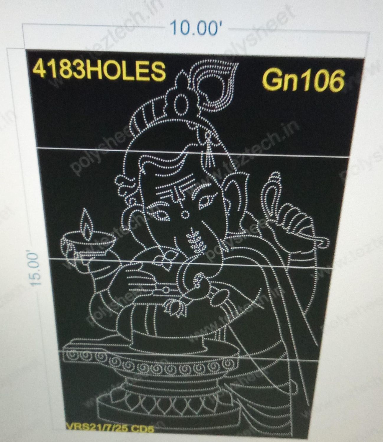 GN106 GANESHJI 1 PART 15X10 FEET 4183 HOLES