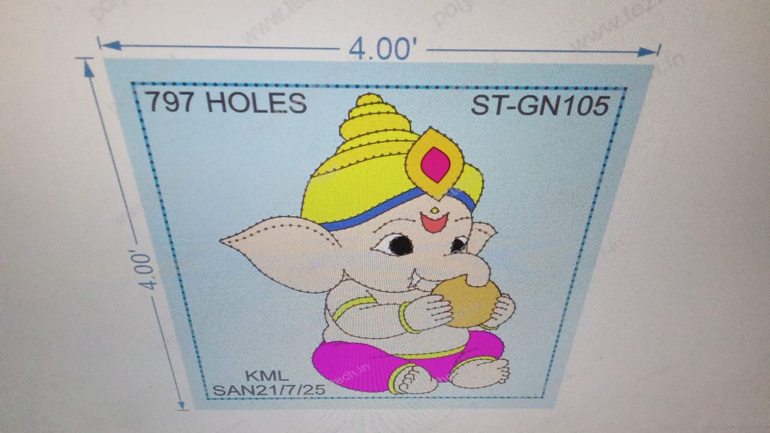 ST-GN105 STICKER GANESHJI 4X4 FEET 797 HOLES IN 1 PART