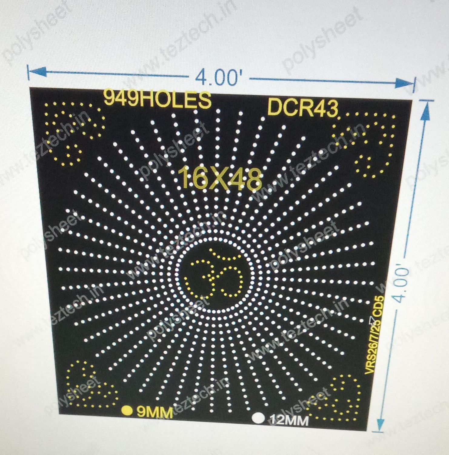 DCR43 DESIGNER CHAKRY 1 PART 4X4 FEET 949 HOLES