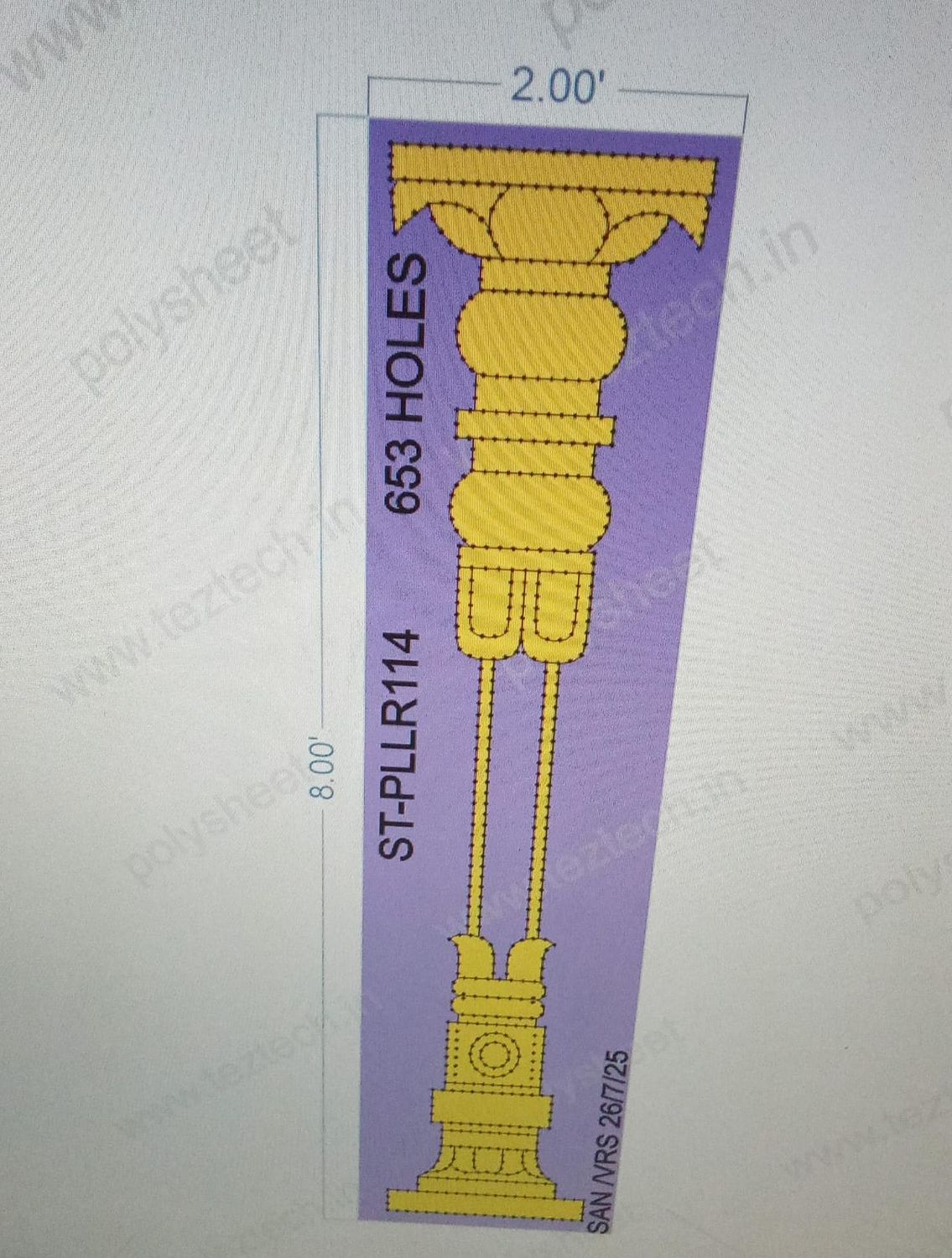 ST-PLLR114  STICKER PILLER 8X2 FEET 653 HOLES IN 1 PART