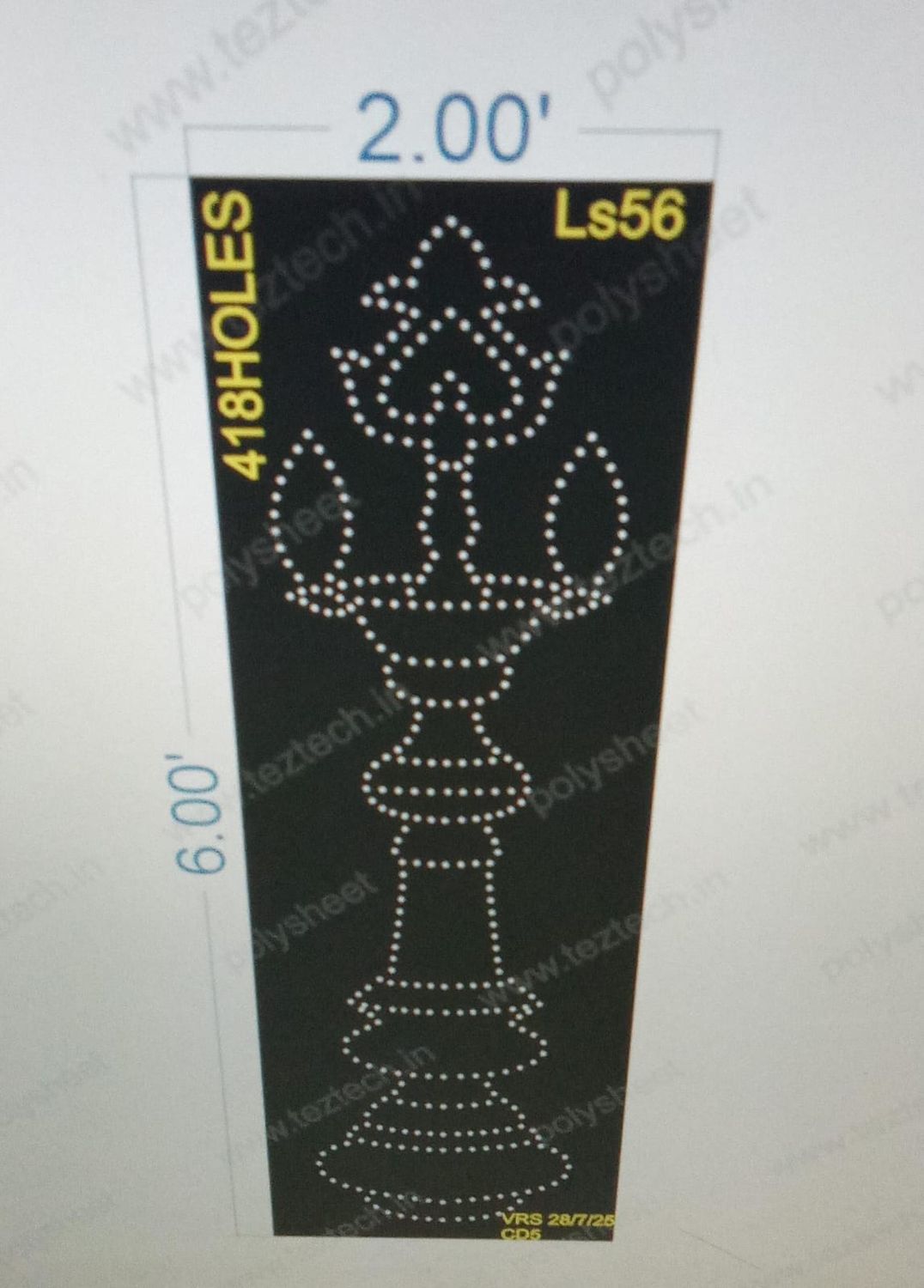 LS56 LAMP STAND 1 PART 6X2 FEET 418 HOLES