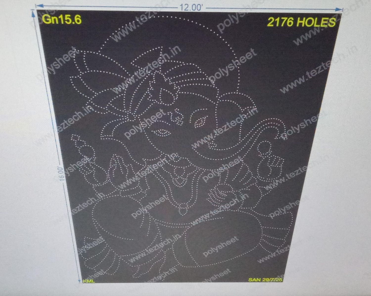 GN15.6 GANPATIJI 4 PARTS 16X12 FEET 2176 HOLES