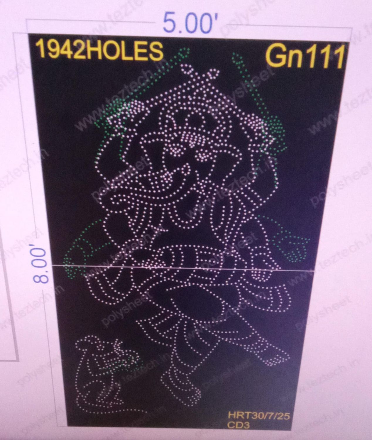 GN111 GANESHJI  8X5  FEET 1942  HOLES ( 2 PART)