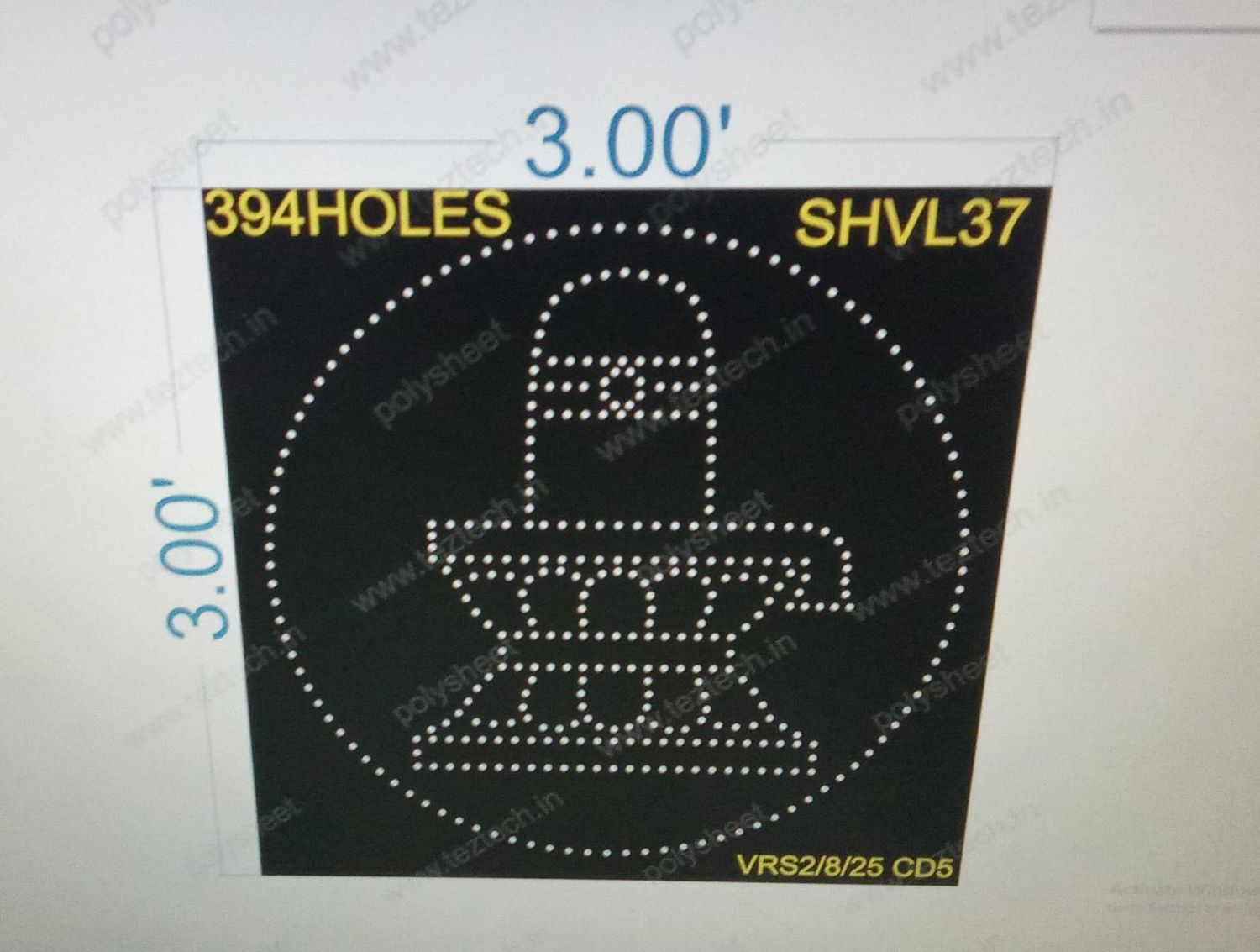 SHVL37 SHIVLING 1 PART 3X3 FEET 394 HOLES