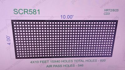 SCR581  SCREEN SHEET  4X10  FEET 15X40  HOLES SCREEN TOTAL HOLES=600
