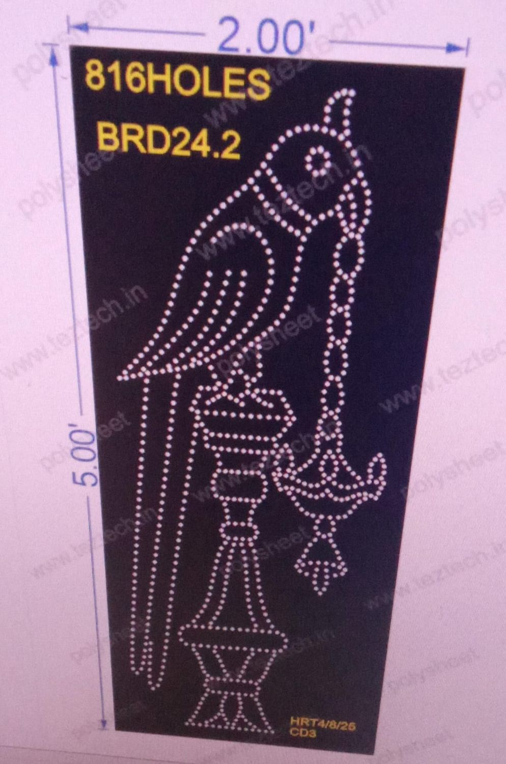 BRD24.2  PARROT 2X5 FEET 816 HOLES