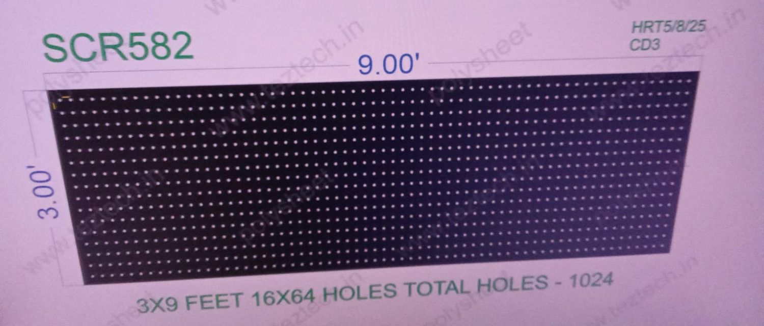 SCR582  SCREEN SHEET  3X9   FEET 16X64   HOLES SCREEN TOTAL HOLES=1024